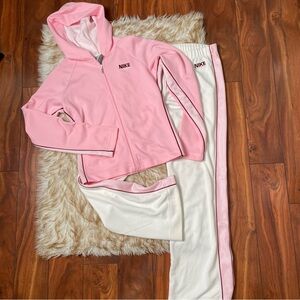 Nike pink & white track suit